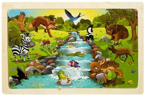 Puzzle lemn, animale din padure