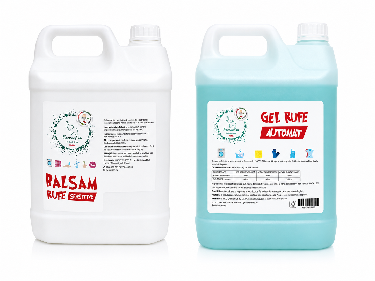 Pachet Promo Gel Rufe Automat Elefantino 5L + Balsam Rufe Sensitive Elefantino 5L